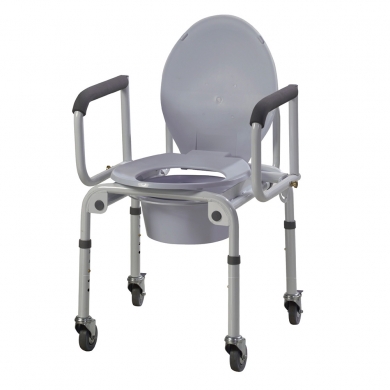 Steel Drop-arm Commode with Wheels