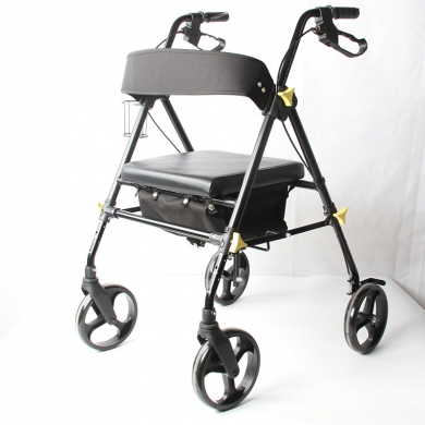 4 Seat Height Adjustable Folding Aluminum Stair Climbing Stand Up Walker Rollator With Brake Cable For Disabled Elder